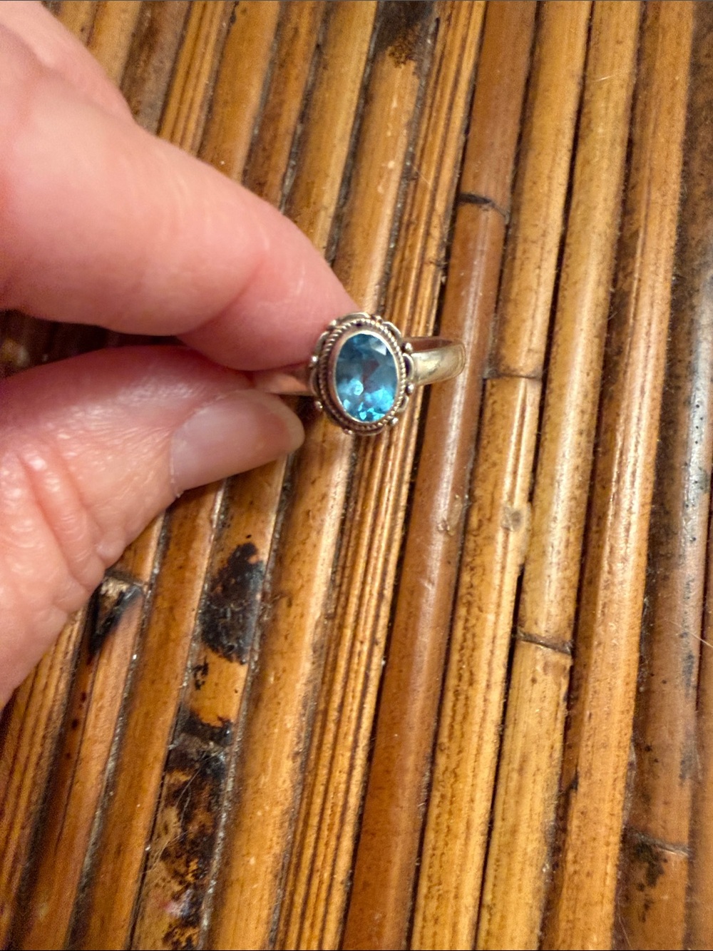 Silver Ring with Blue Oval Topaz - Women's Jewelry